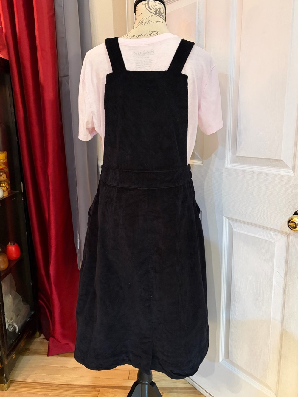 Sweet Salt Black Bib Corduroy Midi Dress - Picture 4 of 7